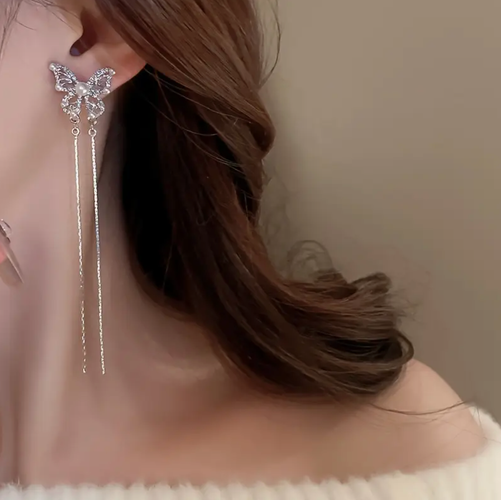 Elegant Butterfly Earrings with Long Tails