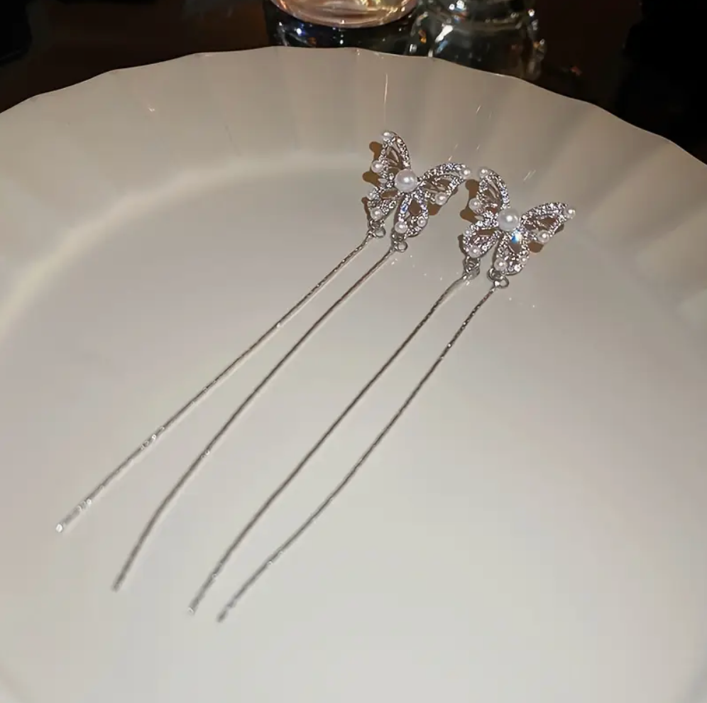 Elegant Butterfly Earrings with Long Tails