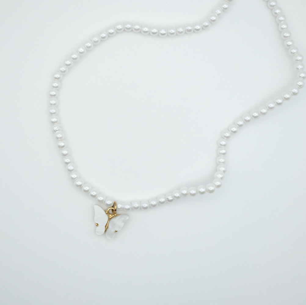 Pearly Butterfly Necklace