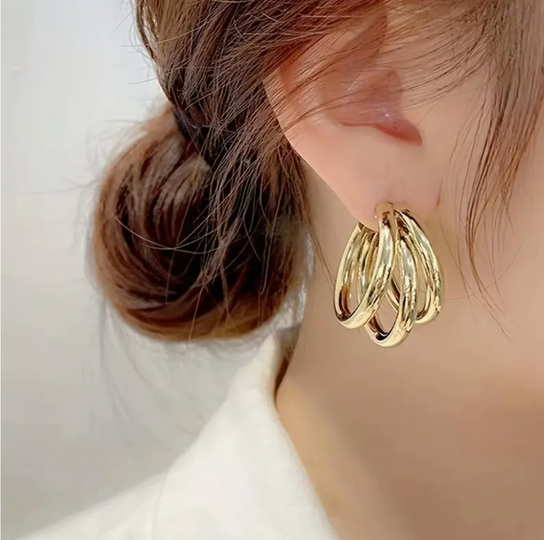 Chunky Multi-tube Gold / Silver Earrings