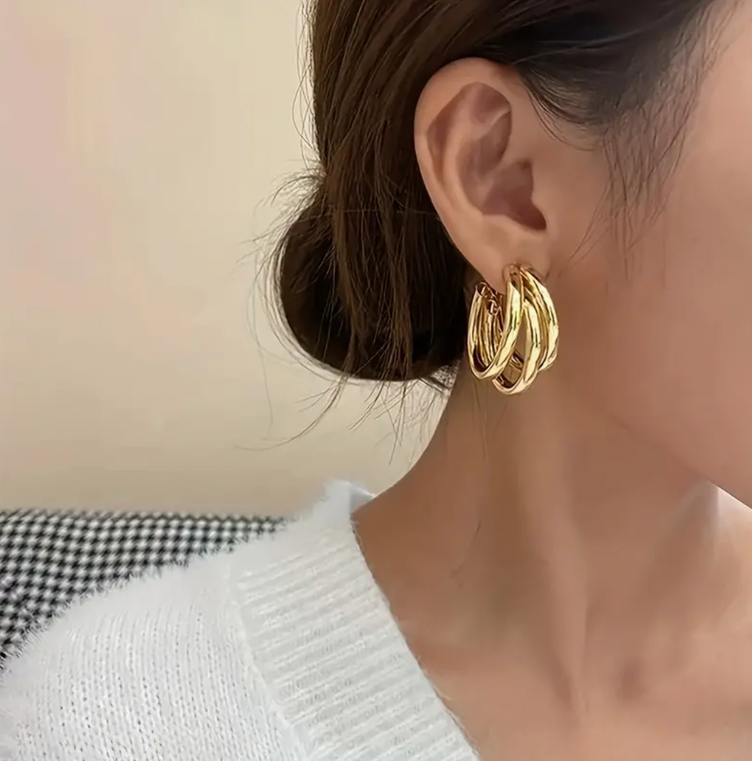 Chunky Multi-tube Gold / Silver Earrings