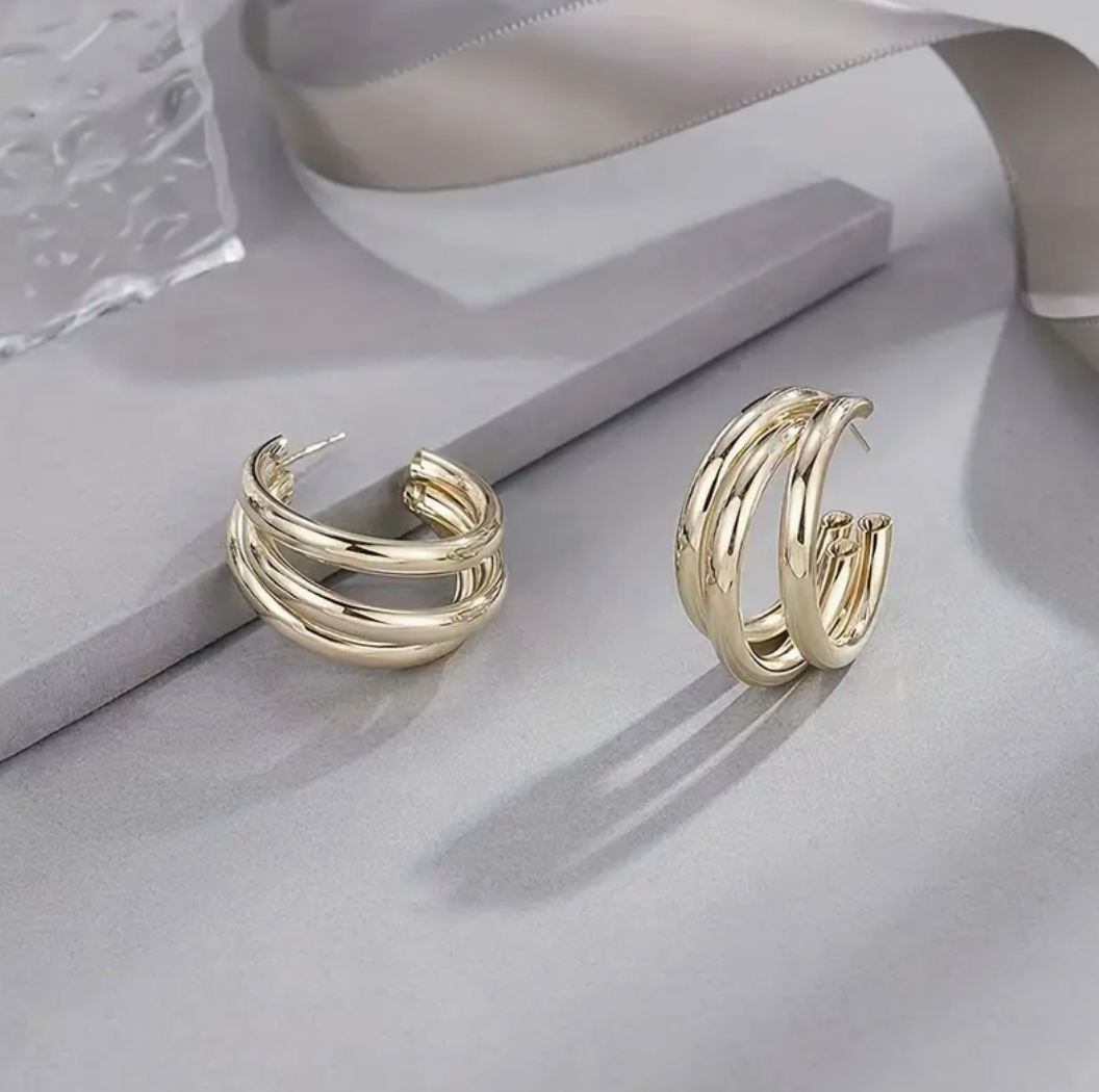 Chunky Multi-tube Gold / Silver Earrings