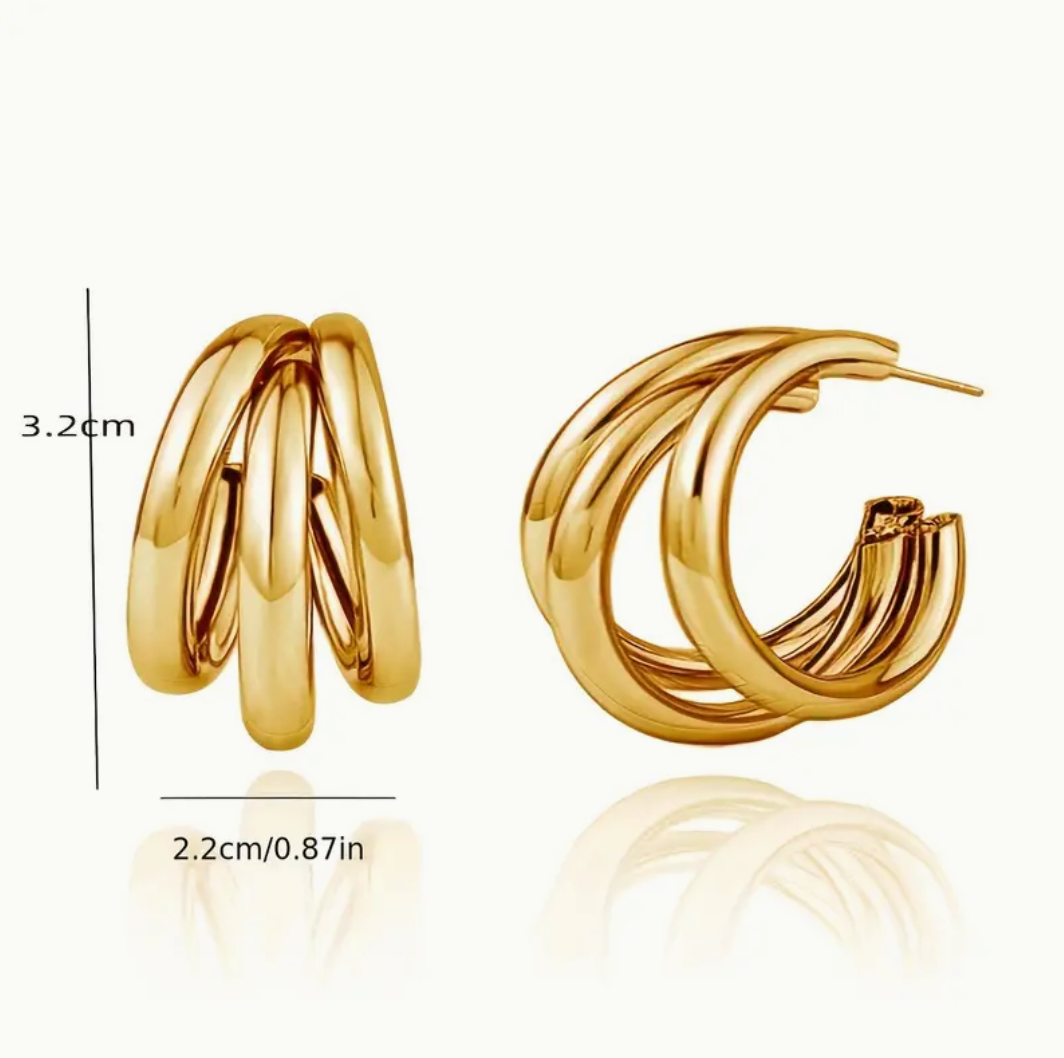 Chunky Multi-tube Gold / Silver Earrings