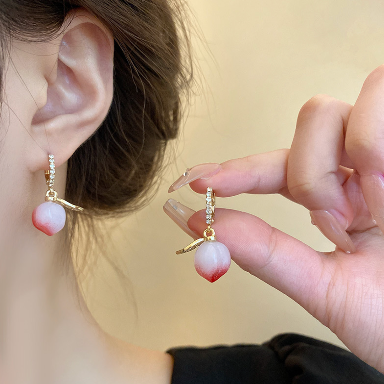 Kawaii Peach Drop Earrings