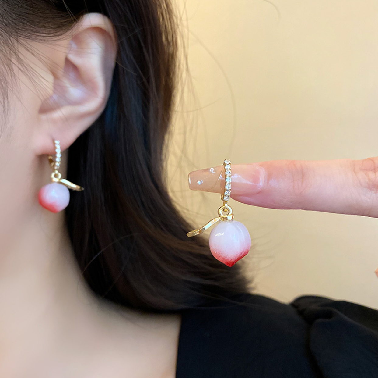 Kawaii Peach Drop Earrings