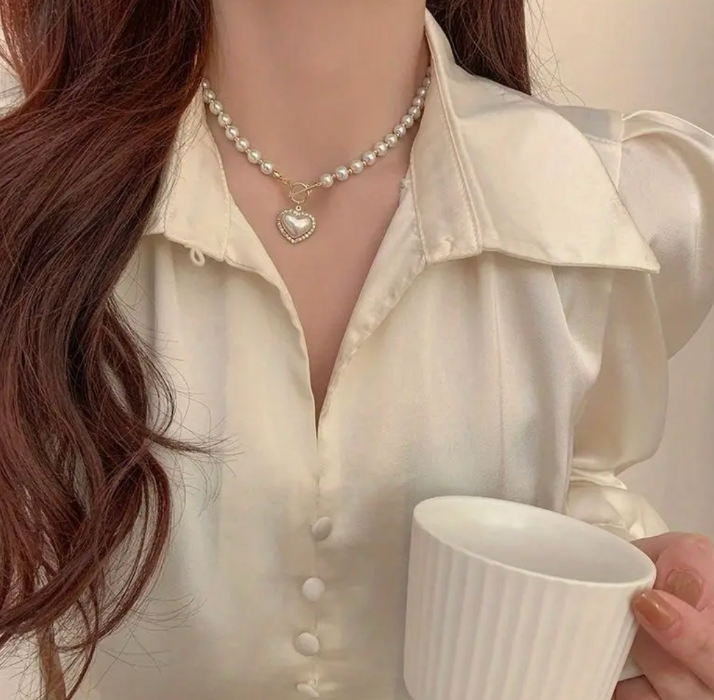 Statement Pearl Heart Necklace