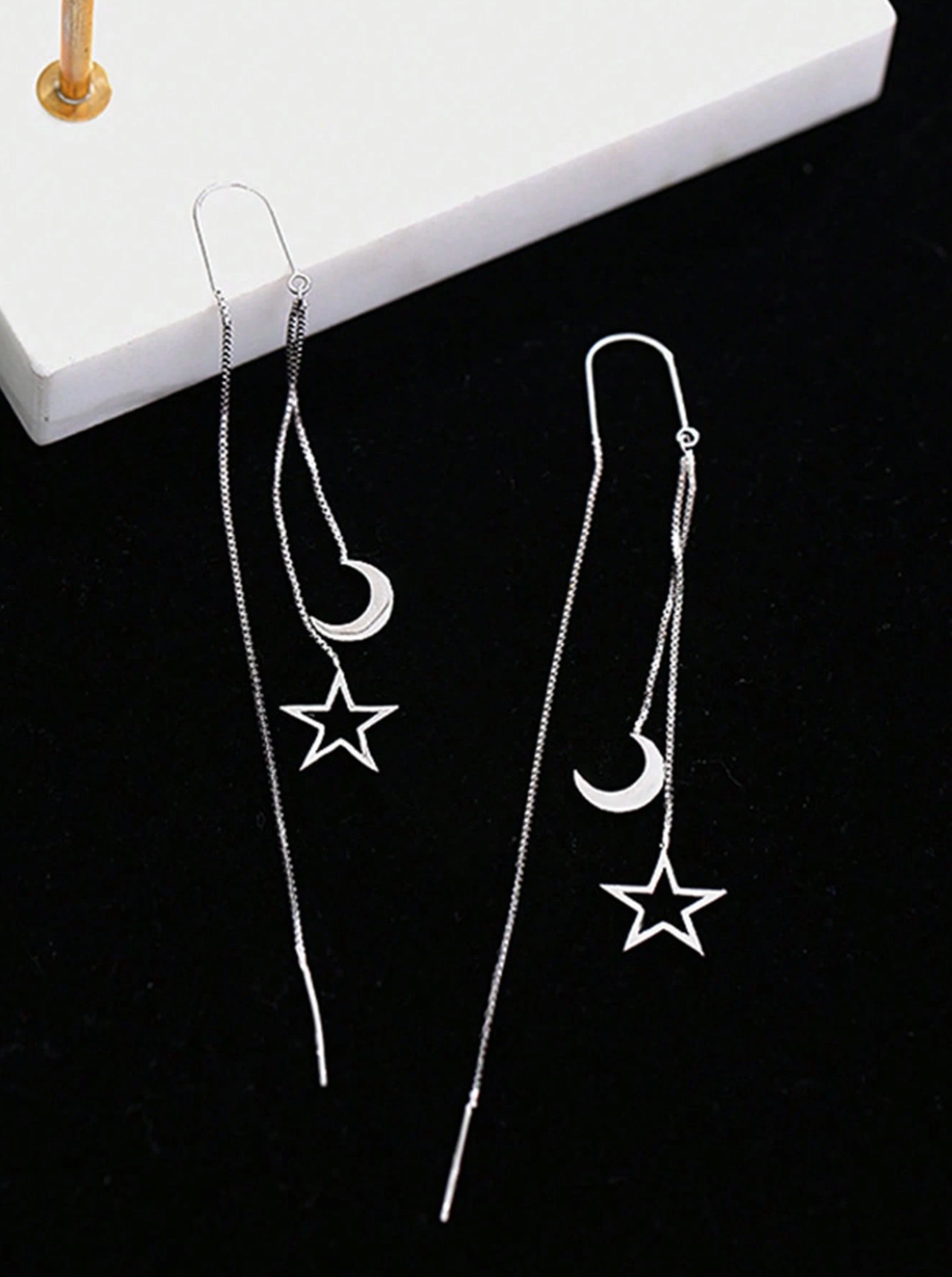 Moon & Star Thread Earring