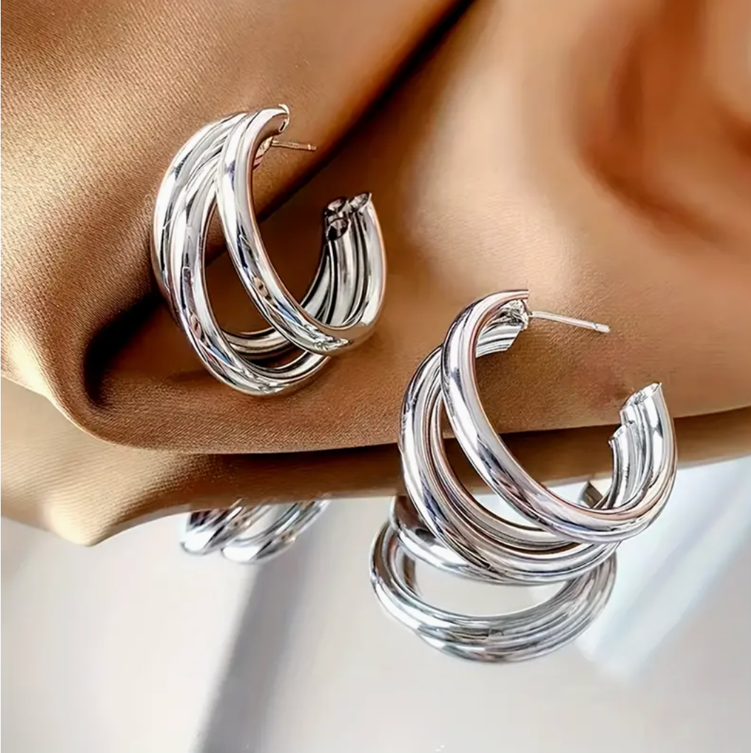 Chunky Multi-tube Gold / Silver Earrings