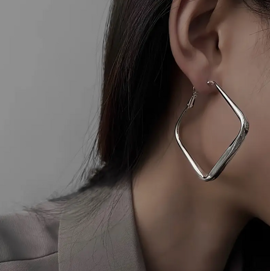 Silver Square Hoop Earrings