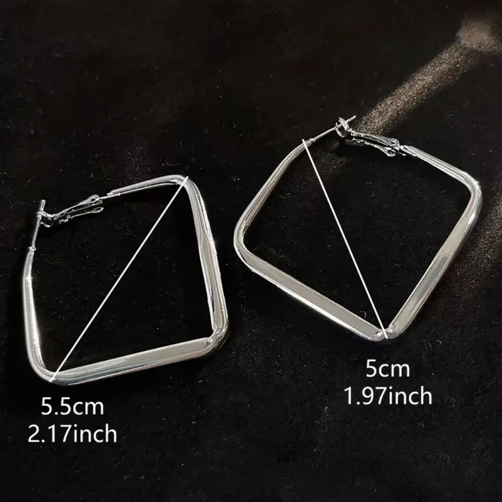 Silver Square Hoop Earrings