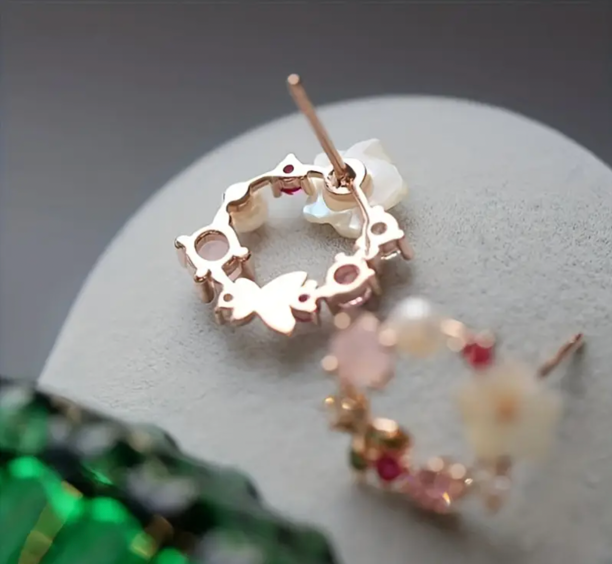 Sparkly Floral Circle Earrings.