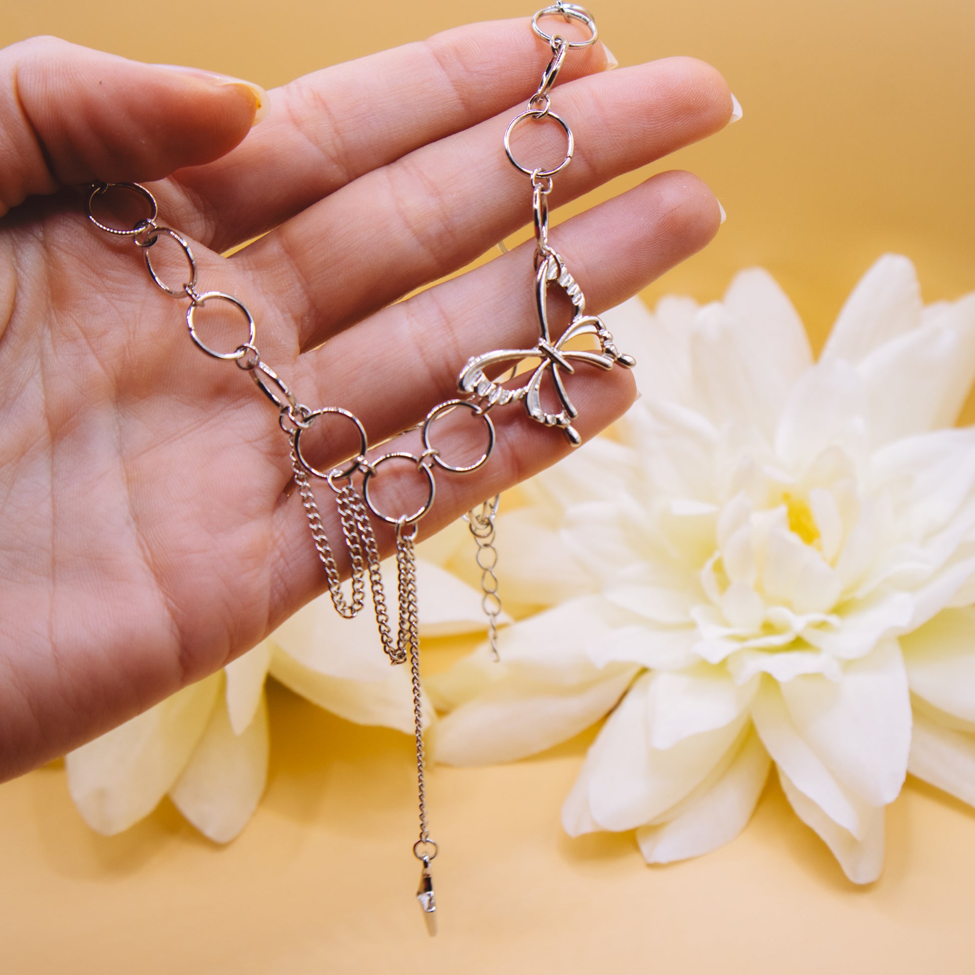 Silver Butterfly Choker Necklace inspired by K-pop 2