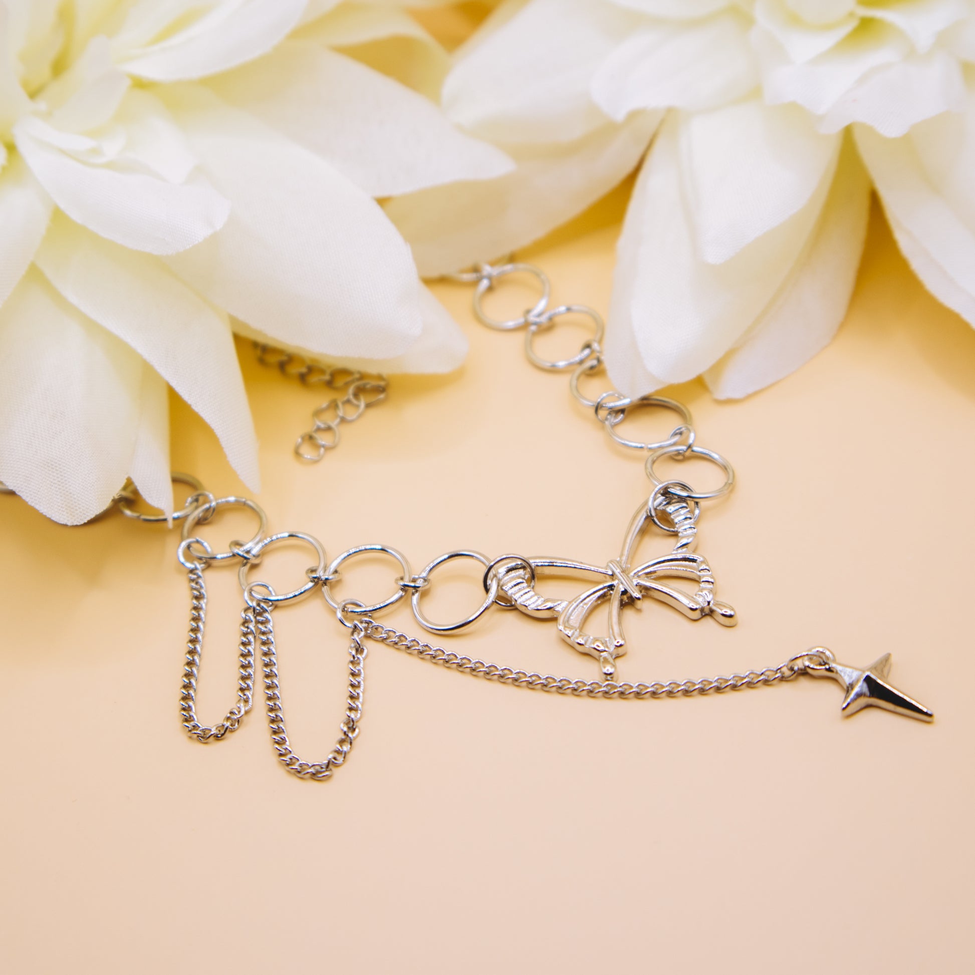 Silver Butterfly Choker Necklace inspired by K-pop 3