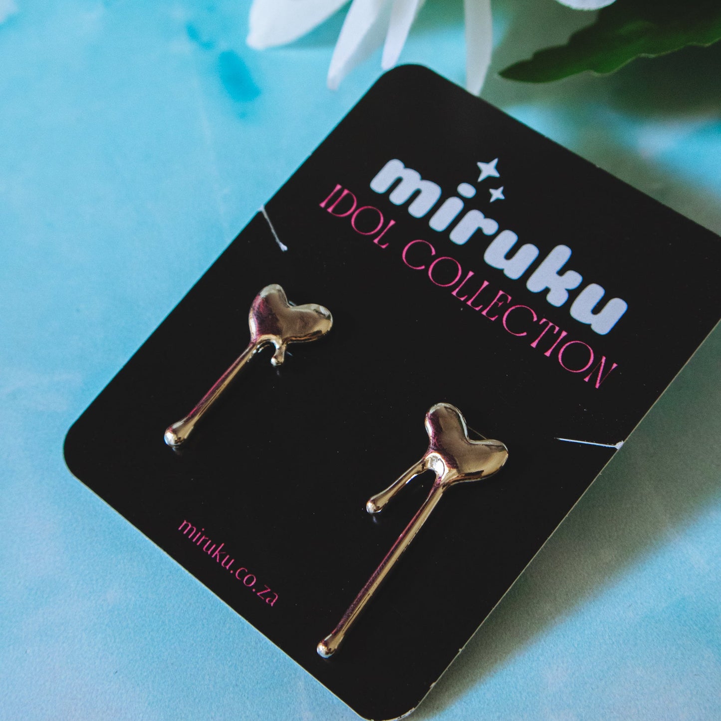 Silver Molten Heart Kpop Earrings