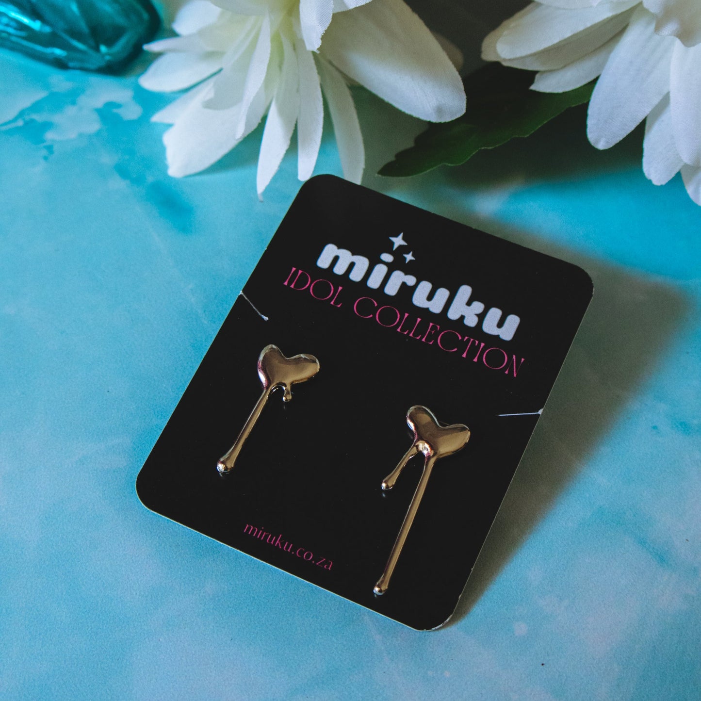 Silver Molten Heart Kpop Earrings