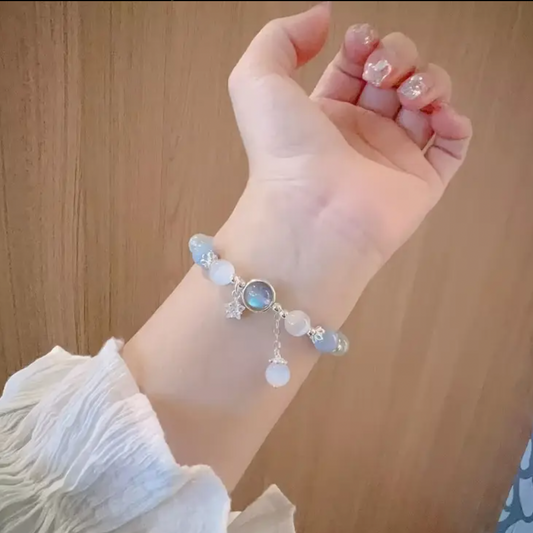 Synthetic Cat's Eye Stone Bracelet with Star Pendant