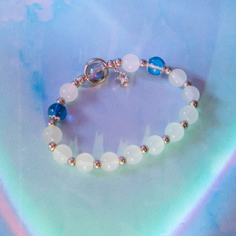 Synthetic Cat's Eye Stone Bracelet with Star Pendant