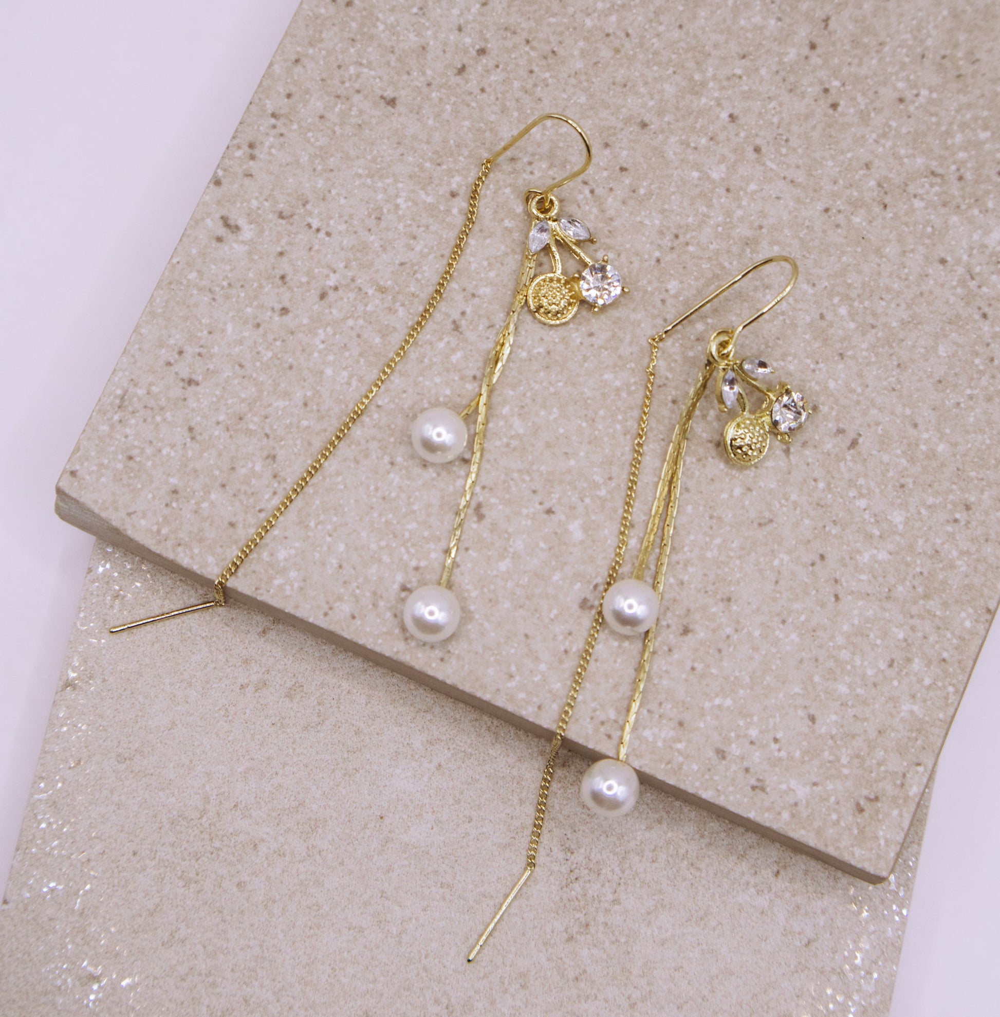 Gold Chain Earrings with Cherry Detail - Miruku Store - Earrings