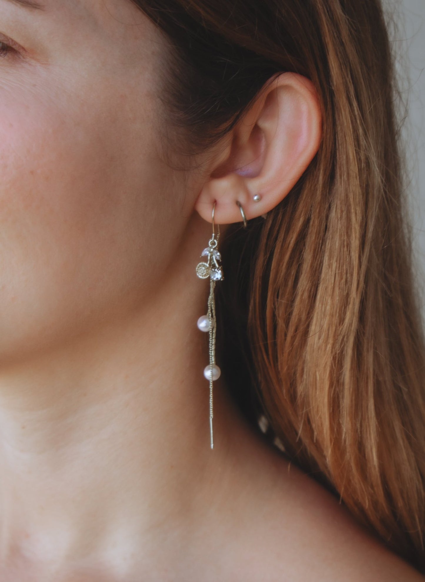 Gold Chain Earrings with Cherry Detail - Miruku Store - Earrings