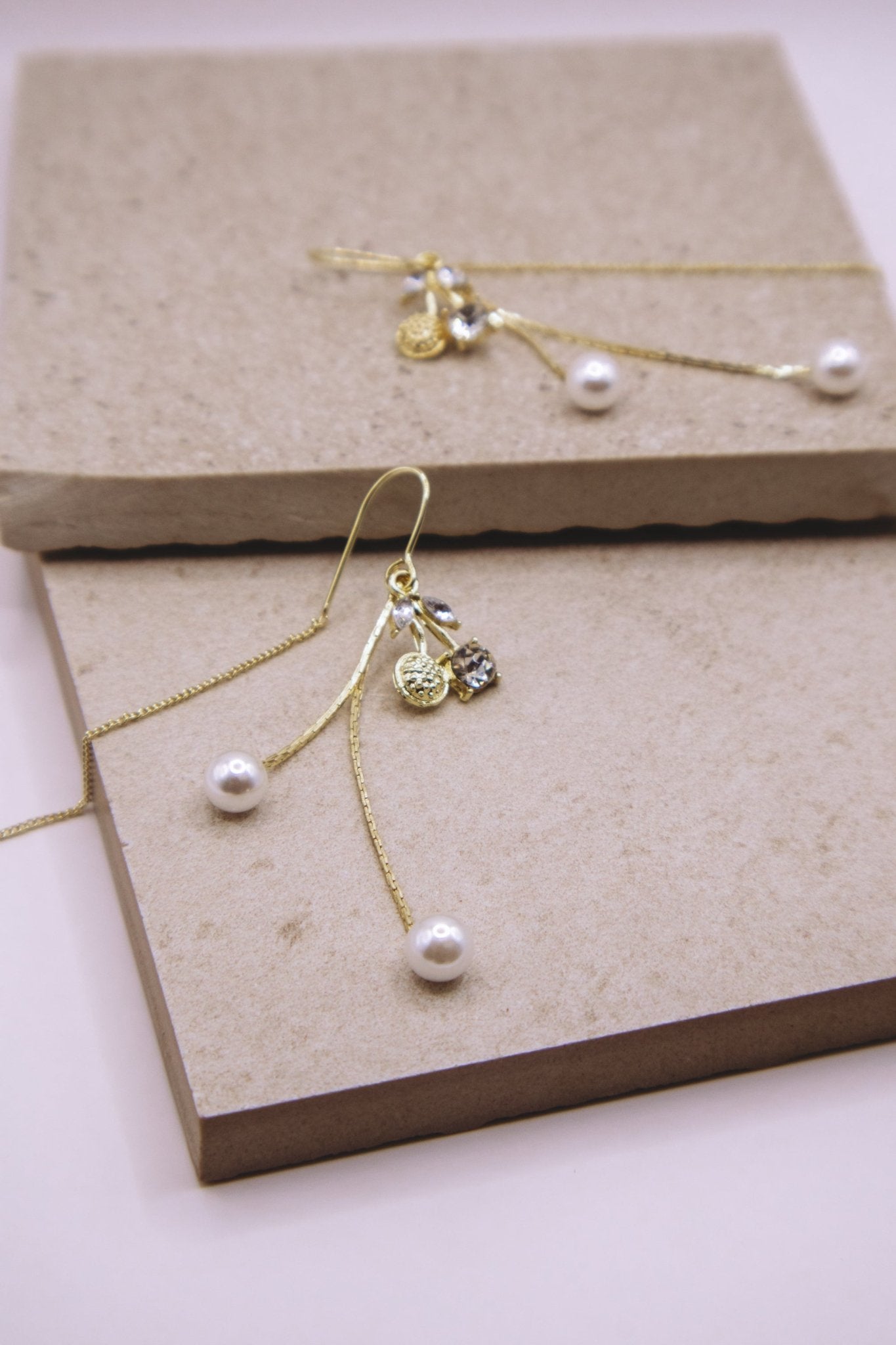 Gold Chain Earrings with Cherry Detail - Miruku Store - Earrings