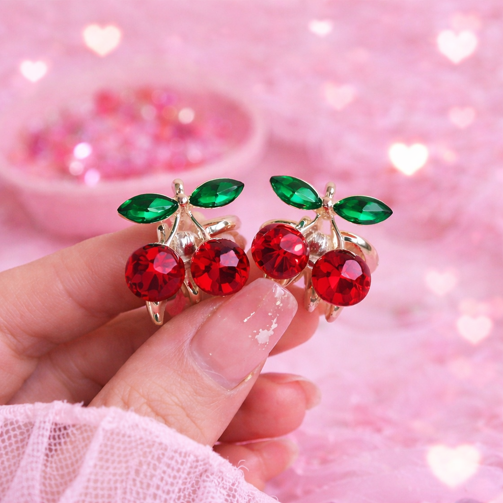 Cherry Gem Hair Clips