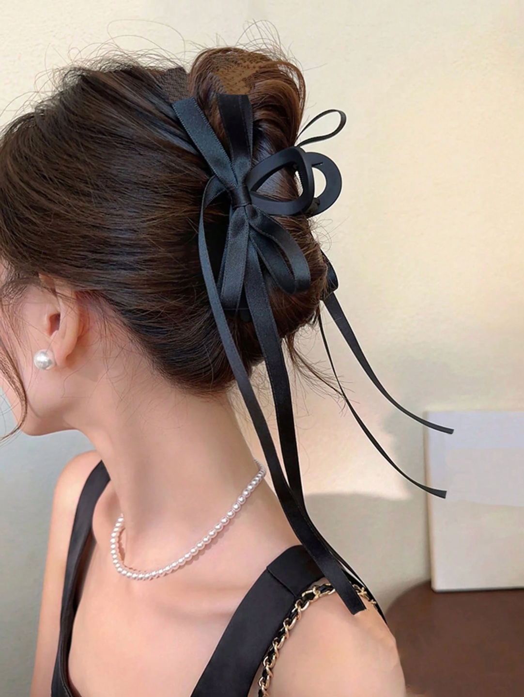Black Ribbon Claw Clip