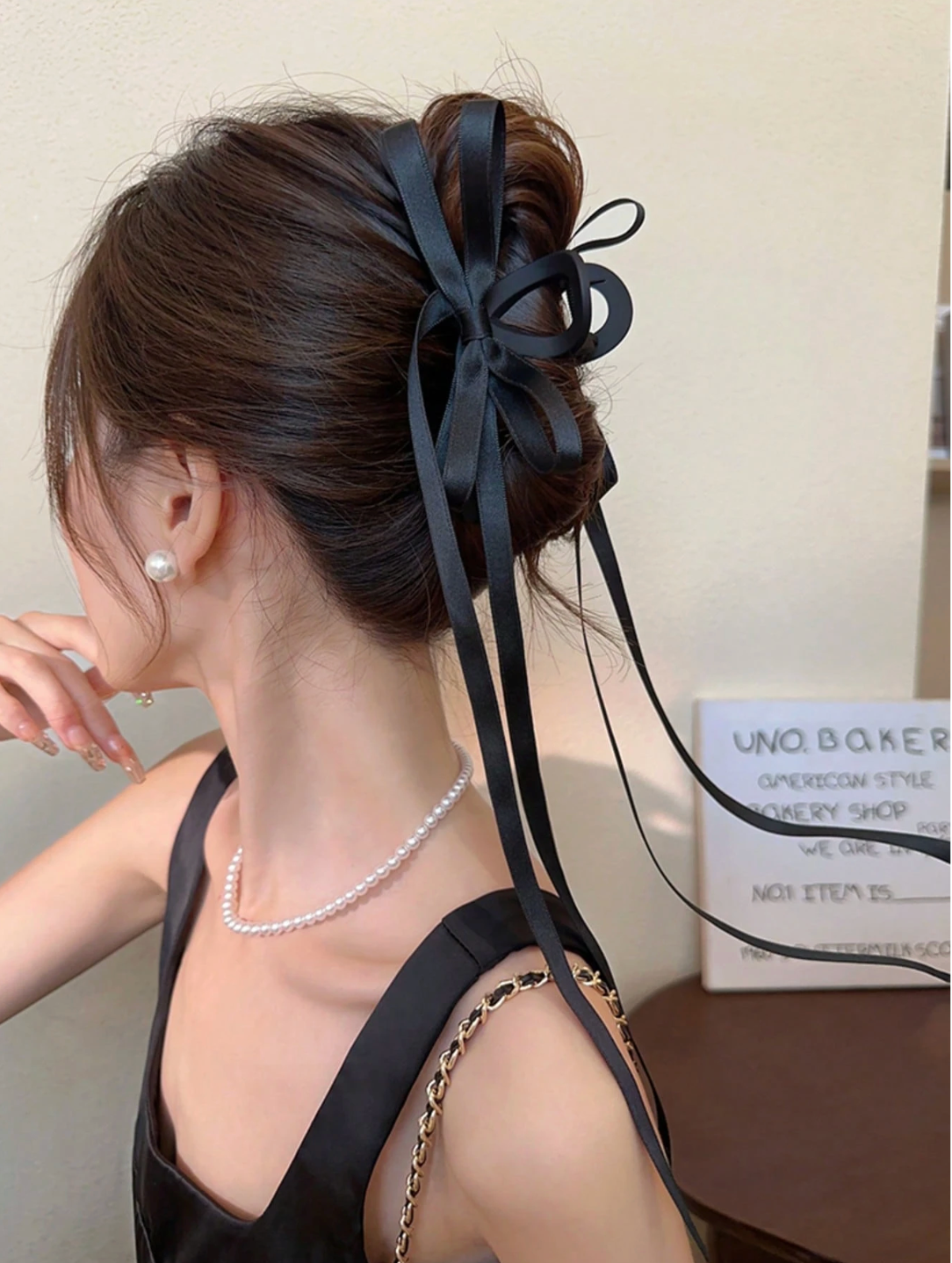 Black Ribbon Claw Clip