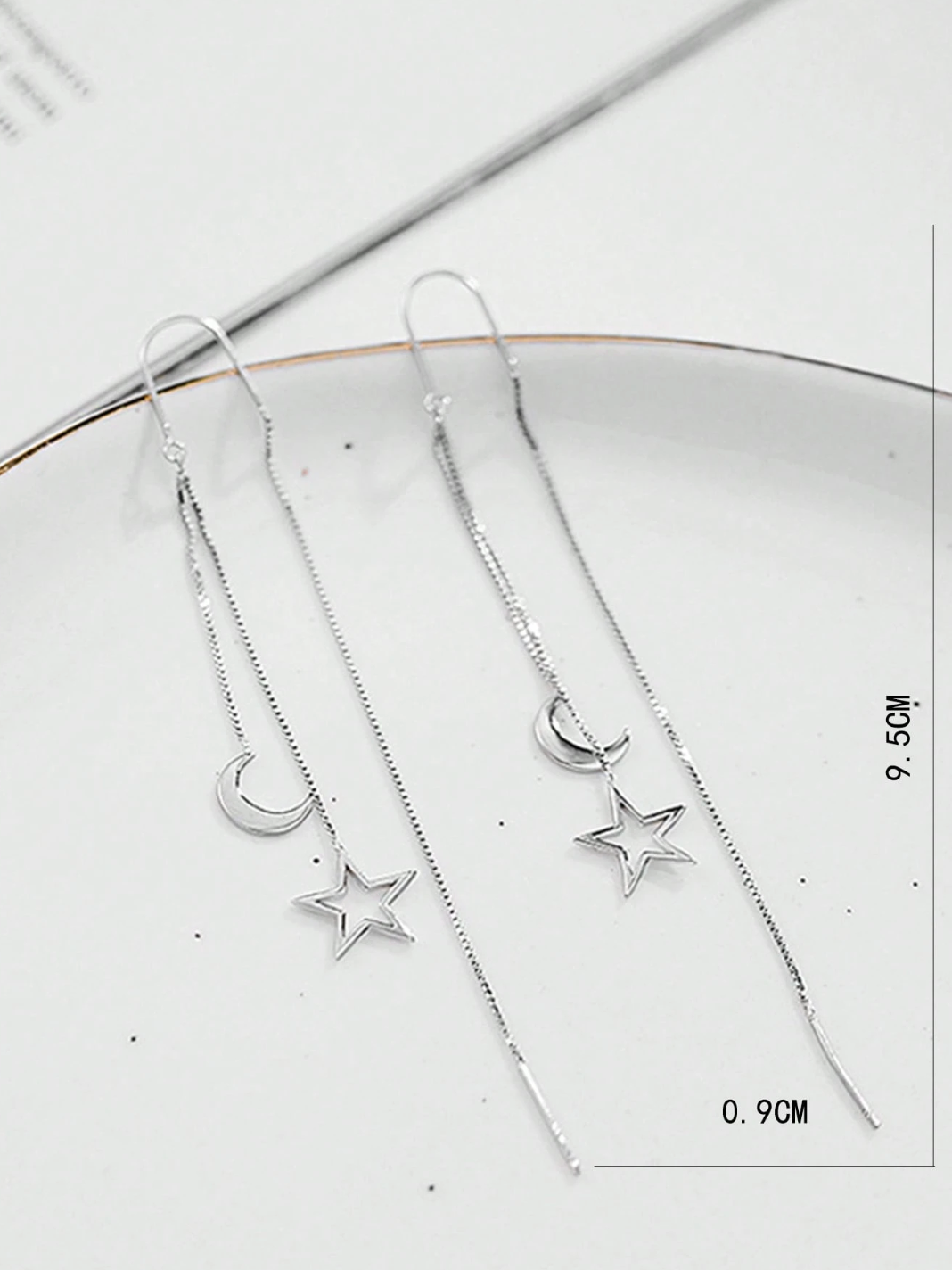 Moon & Star Thread Earring