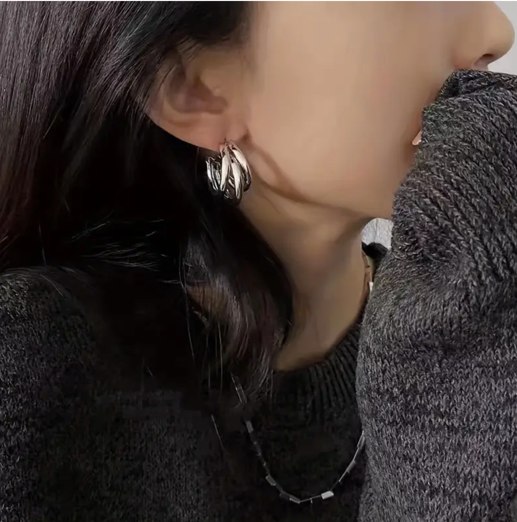 Chunky Multi-tube Gold / Silver Earrings