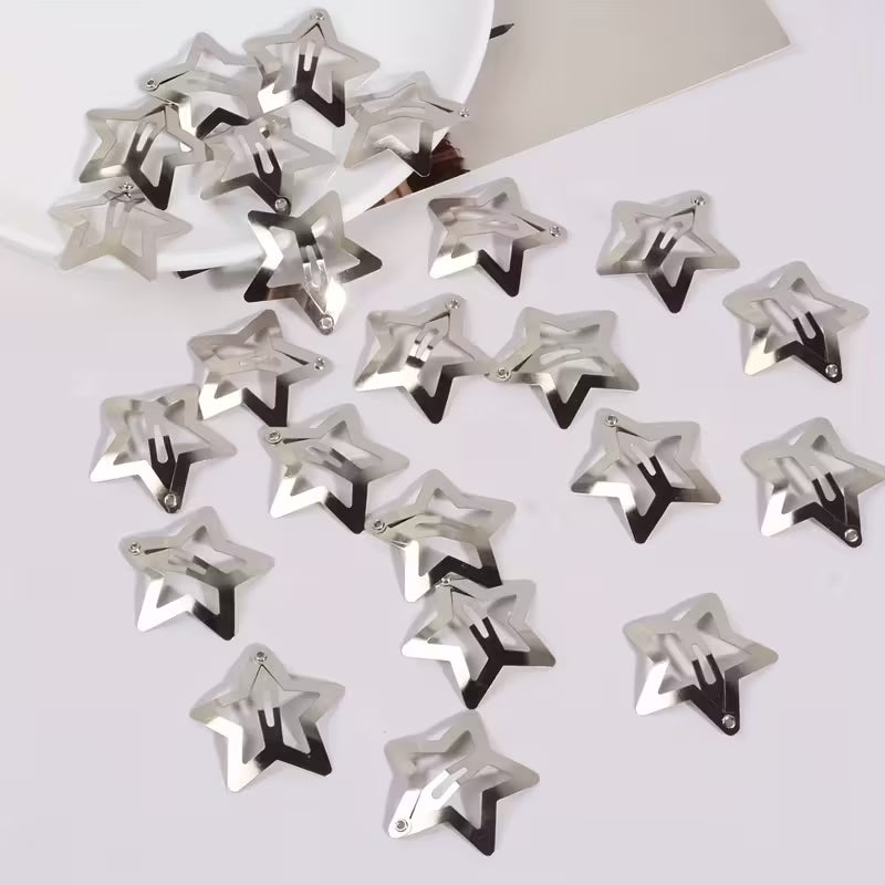 Star-shaped hair clips on a white background