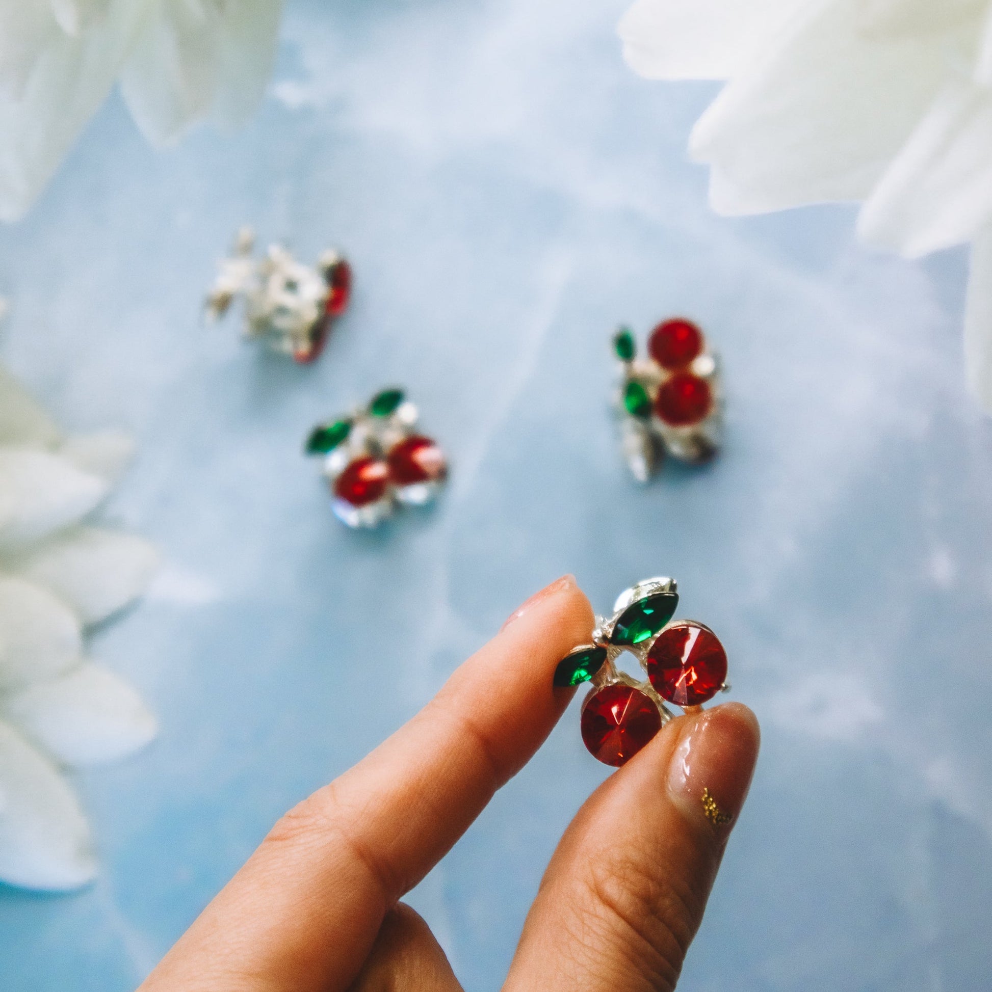 cherry gem hair clips
